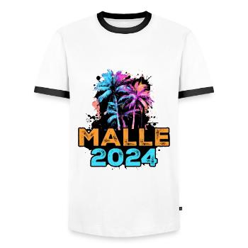 Voyage Malle 2024 - T-shirt contrasté Homme - blanc/noir - Devant - AI Model Female 172 light (172cm) & AI Model Male 178 dark (178cm)