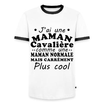 J'ai une maman cavalière - T-shirt contrasté Homme - blanc/noir - Devant - AI Model Female 172 light (172cm) & AI Model Male 178 dark (178cm)