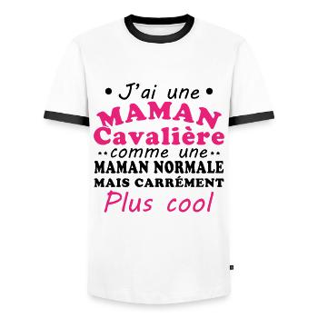 J'ai une maman cavalière - T-shirt contrasté Homme - blanc/noir - Devant - AI Model Female 172 light (172cm) & AI Model Male 178 dark (178cm)