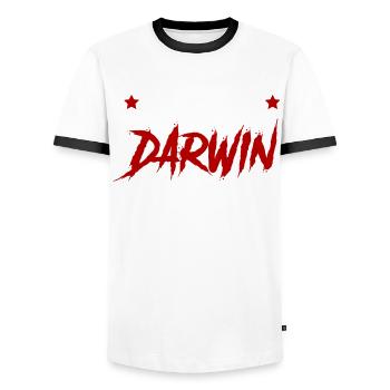 Darwin Darwinism Misanthrope - Men's Ringer Shirt - white/black - Front - AI Model Female 172 light (172cm) & AI Model Male 178 dark (178cm)