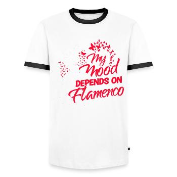 Flamenco Mon humeur dépend du Flamenco - T-shirt contrasté Homme - blanc/noir - Devant - AI Model Female 172 light (172cm) & AI Model Male 178 dark (178cm)