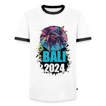 Bali 2024 Reisen Tour Team - Männer Kontrast-T-Shirt - Weiß/Schwarz - Vorne - AI Model Female 172 light (172cm) & AI Model Male 178 dark (178cm)