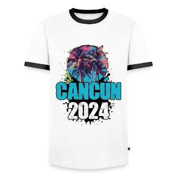 L’équipe de la tournée de Cancun 2024 - T-shirt contrasté Homme - blanc/noir - Devant - AI Model Female 172 light (172cm) & AI Model Male 178 dark (178cm)