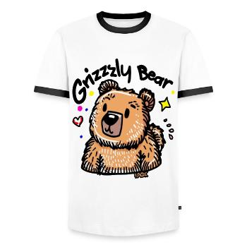Cartoon Süßer Grizzlybär Grizzly Bär - Männer Kontrast-T-Shirt - Weiß/Schwarz - Vorne - AI Model Female 172 light (172cm) & AI Model Male 178 dark (178cm)