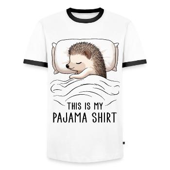 This Is My Pajama Shirt - Men's Ringer Shirt - white/black - Front - AI Model Female 172 light (172cm) & AI Model Male 178 dark (178cm)