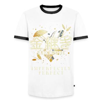 Kintsugi Kintsukuroi Imperfectly perfect - Men's Ringer Shirt - white/black - Front - AI Model Female 172 light (172cm) & AI Model Male 178 dark (178cm)