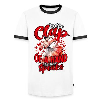 Flamenco In The Clap Of A Hand The Soul Speaks - Men's Ringer Shirt - white/black - Front - AI Model Female 172 light (172cm) & AI Model Male 178 dark (178cm)