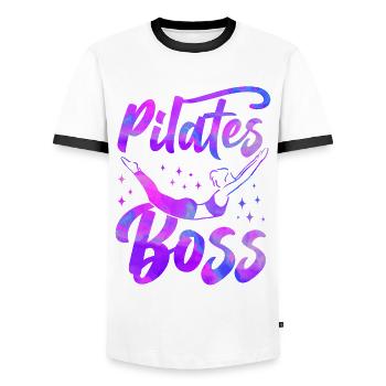 Pilates Instructor Teacher Pilates - Männer Kontrast-T-Shirt - Weiß/Schwarz - Vorne - AI Model Female 172 light (172cm) & AI Model Male 178 dark (178cm)