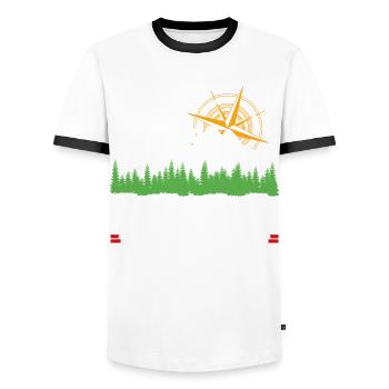 Hiking Outdoor Hiker Trekking - Men's Ringer Shirt - white/black - Front - AI Model Female 172 light (172cm) & AI Model Male 178 dark (178cm)