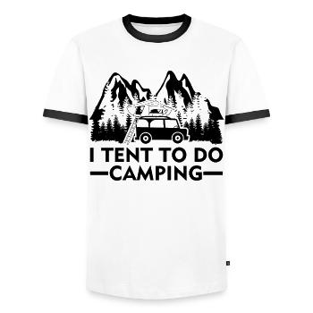 Roof Tent Car Tent Camper - Männer Kontrast-T-Shirt - Weiß/Schwarz - Vorne - AI Model Female 172 light (172cm) & AI Model Male 178 dark (178cm)