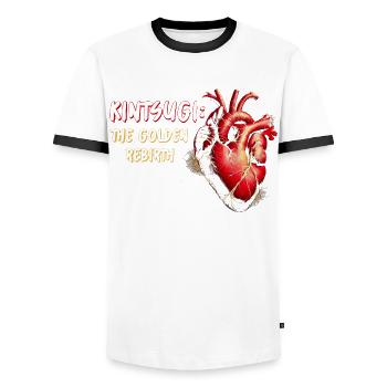 Kintsugi The Golden Rebirth Kintsukuroi - Men's Ringer Shirt - white/black - Front - AI Model Female 172 light (172cm) & AI Model Male 178 dark (178cm)