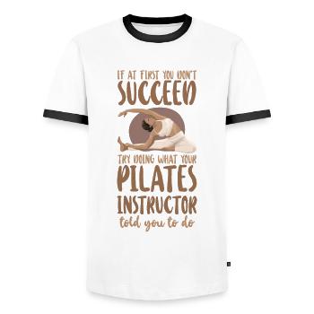 Pilates Instructor Teacher If At - Men's Ringer Shirt - white/black - Front - AI Model Female 172 light (172cm) & AI Model Male 178 dark (178cm)