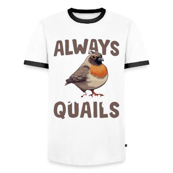 Obtenir des cailles Attraper des oiseaux Chasser la caille - T-shirt contrasté Homme - blanc/noir - Devant - AI Model Female 172 light (172cm) & AI Model Male 178 dark (178cm)