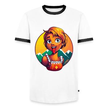 Traditionelle Dirndl Maid - Männer Kontrast-T-Shirt - Weiß/Schwarz - Vorne - AI Model Female 172 light (172cm) & AI Model Male 178 dark (178cm)