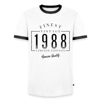 Finest Vintage 1988 Jahrgang 1988 Geburtatag - Männer Kontrast-T-Shirt - Weiß/Schwarz - Vorne - AI Model Female 172 light (172cm) & AI Model Male 178 dark (178cm)