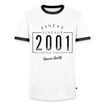Meilleur millésime 2001 Millésime 2001 Anniversaire - T-shirt contrasté Homme - blanc/noir - Devant - AI Model Female 172 light (172cm) & AI Model Male 178 dark (178cm)