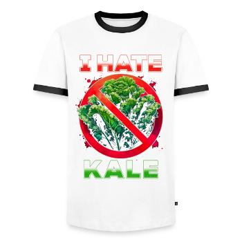 I hate kale - Men's Ringer Shirt - white/black - Front - AI Model Female 172 light (172cm) & AI Model Male 178 dark (178cm)