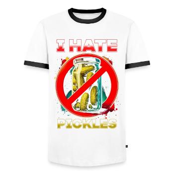I hate pickles - Men's Ringer Shirt - white/black - Front - AI Model Female 172 light (172cm) & AI Model Male 178 dark (178cm)