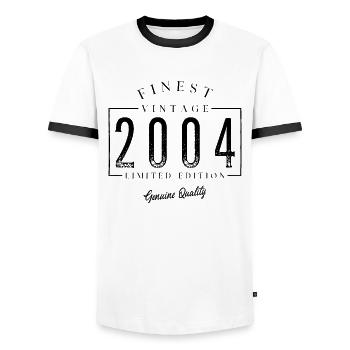 Finest Vintage 2004 Vintage 2004 Birth Anniversary - Men's Ringer Shirt - white/black - Front - AI Model Female 172 light (172cm) & AI Model Male 178 dark (178cm)