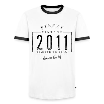 Finest Vintage 2011 Jahrgang 2011 Geburtatag - Männer Kontrast-T-Shirt - Weiß/Schwarz - Vorne - AI Model Female 172 light (172cm) & AI Model Male 178 dark (178cm)