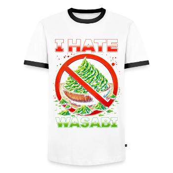 I hate wasabi - Men's Ringer Shirt - white/black - Front - AI Model Female 172 light (172cm) & AI Model Male 178 dark (178cm)