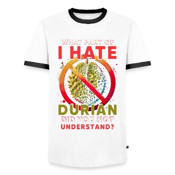 Durian Hater Skunk Fruit - Men's Ringer Shirt - white/black - Front - AI Model Female 172 light (172cm) & AI Model Male 178 dark (178cm)