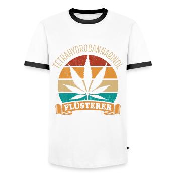 THC Flüsterer - Tetrahydrocannabinol - Cannabis - Männer Kontrast-T-Shirt - Weiß/Schwarz - Vorne - AI Model Female 172 light (172cm) & AI Model Male 178 dark (178cm)