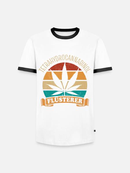 THC Flüsterer - Tetrahydrocannabinol - Cannabis - Männer Kontrast-T-Shirt - Weiß/Schwarz