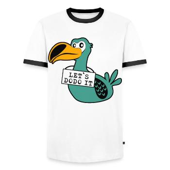 Let's Do it Dodo - Men's Ringer Shirt - white/black - Front - AI Model Female 172 light (172cm) & AI Model Male 178 dark (178cm)