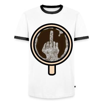 Café au misanthrope du doigt d'honneur - T-shirt contrasté Homme - blanc/noir - Devant - AI Model Female 172 light (172cm) & AI Model Male 178 dark (178cm)