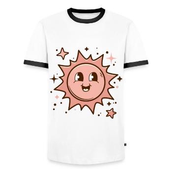 Happy Sun Pink - Men's Ringer Shirt - white/black - Front - AI Model Female 172 light (172cm) & AI Model Male 178 dark (178cm)
