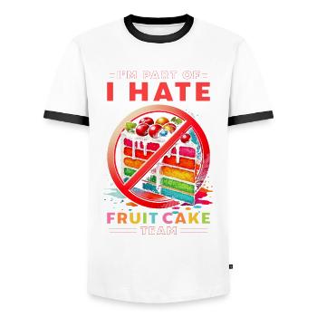 Gâteau aux fruits Je fais partie de l’équipe I Hate Fruit Cake - T-shirt contrasté Homme - blanc/noir - Devant - AI Model Female 172 light (172cm) & AI Model Male 178 dark (178cm)