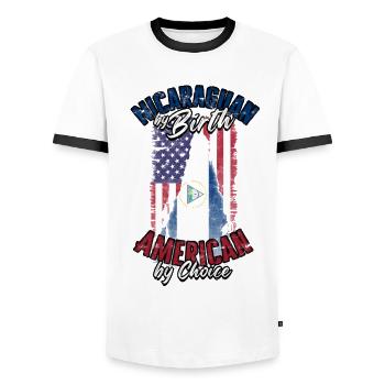 Nicaragua Nicaragic - Men's Ringer Shirt - white/black - Front - AI Model Female 172 light (172cm) & AI Model Male 178 dark (178cm)
