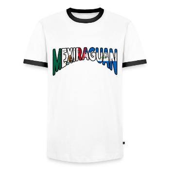 Nicaragua Nicaragic Mexiraguan - T-shirt contrasté Homme - blanc/noir - Devant - AI Model Female 172 light (172cm) & AI Model Male 178 dark (178cm)