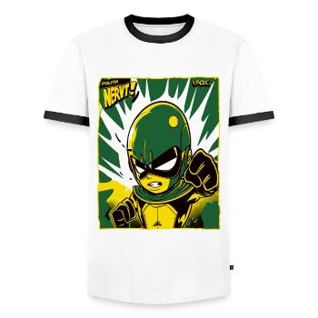 anti-héros comique de bande dessinée cool, la politique craint - T-shirt contrasté Homme - blanc/noir - Devant - AI Model Female 172 light (172cm) & AI Model Male 178 dark (178cm)