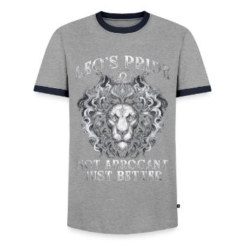 Horoscope Lion Fierté du Lion - T-shirt contrasté Homme - gris/marine  - Devant - AI Model Female 172 light (172cm) & AI Model Male 178 light (178cm)