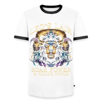 Horoscope Leo Leo's Lair - Men's Ringer Shirt - white/black - Front - AI Model Female 172 light (172cm) & AI Model Male 178 dark (178cm)