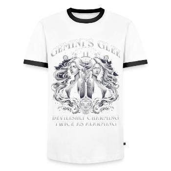 Horoscope Gemini Gemini's Glee - Men's Ringer Shirt - white/black - Front - AI Model Female 172 light (172cm) & AI Model Male 178 dark (178cm)