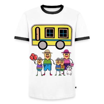 Cacahuètes Famille Caravane Vacances Enfant Vacances - T-shirt contrasté Homme - blanc/noir - Devant - AI Model Female 172 light (172cm) & AI Model Male 178 dark (178cm)