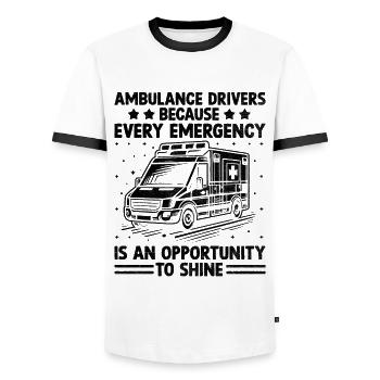 Ambulance Drivers Because Every Emergency Is An Op - Men's Ringer Shirt - white/black - Front - AI Model Female 172 light (172cm) & AI Model Male 178 dark (178cm)