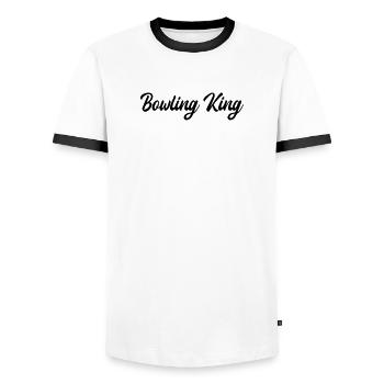 Bowling - Bowling King - Männer Kontrast-T-Shirt - Weiß/Schwarz - Vorne - AI Model Female 172 light (172cm) & AI Model Male 178 dark (178cm)