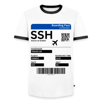 Sharm el-Sheikh Ägypten Flugticket Urlaub Idee - Männer Kontrast-T-Shirt - Weiß/Schwarz - Vorne - AI Model Female 172 light (172cm) & AI Model Male 178 dark (178cm)