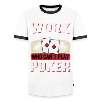 Poker players, card game lovers, - Men's Ringer Shirt - white/black - Front - AI Model Female 172 light (172cm) & AI Model Male 178 dark (178cm)