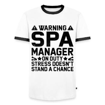 SPA Manager Job Wellness Funny SPA Management Sayi - Men's Ringer Shirt - white/black - Front - AI Model Female 172 light (172cm) & AI Model Male 178 dark (178cm)