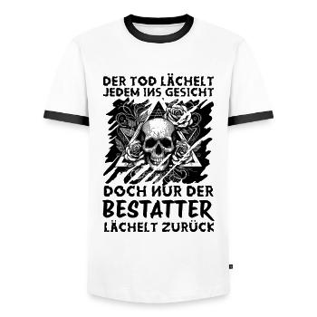 Bestatter Bestattungsfachkraft Geschenkidee Spruch - Männer Kontrast-T-Shirt - Weiß/Schwarz - Vorne - AI Model Female 172 light (172cm) & AI Model Male 178 dark (178cm)