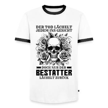 Bestatter Bestattungsfachkraft Geschenkidee Humor - Männer Kontrast-T-Shirt - Weiß/Schwarz - Vorne - AI Model Female 172 light (172cm) & AI Model Male 178 dark (178cm)