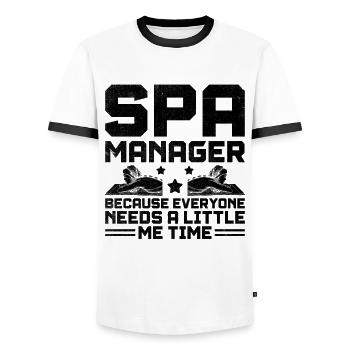 Gestionnaire de SPA Emploi Bien-être Drôle Gestion de SPA Sayi - T-shirt contrasté Homme - blanc/noir - Devant - AI Model Female 172 light (172cm) & AI Model Male 178 dark (178cm)