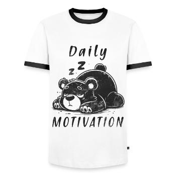 Daily Motivation - Bär Schlafen Müde Vibe - Männer Kontrast-T-Shirt - Weiß/Schwarz - Vorne - AI Model Female 172 light (172cm) & AI Model Male 178 dark (178cm)