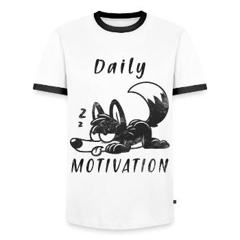 Wolf Schlafen Daily Motivation Pyjama - Männer Kontrast-T-Shirt - Weiß/Schwarz - Vorne - AI Model Female 172 light (172cm) & AI Model Male 178 dark (178cm)