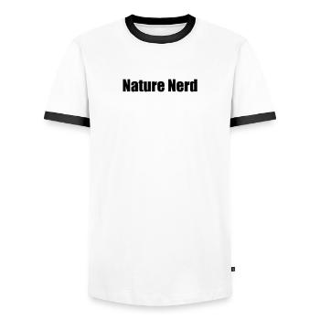 Hiking - Nature Nerd - Men's Ringer Shirt - white/black - Front - AI Model Female 172 light (172cm) & AI Model Male 178 dark (178cm)